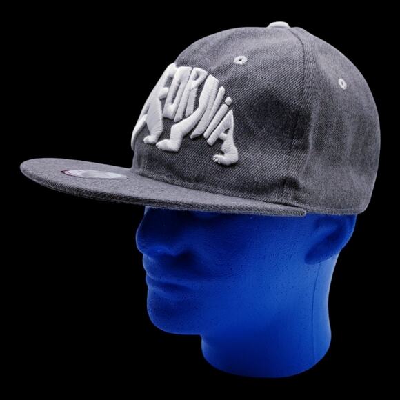 CALIFORNIA REPUBLIC Brand California Bear Embroidered Snapback Gray Cap - Picture 2 of 11